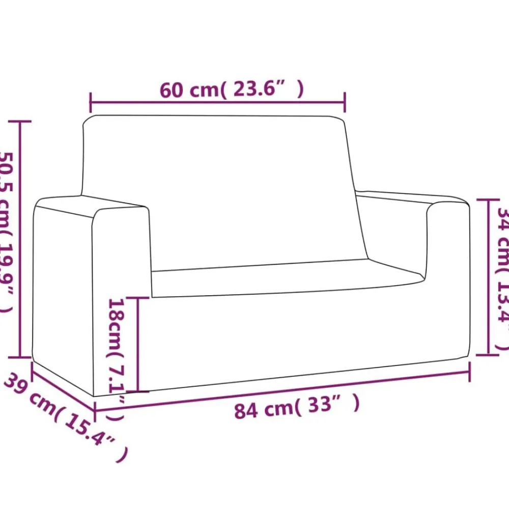 vidaXL Sofá infantil de 2 plazas gris claro con estrellas felpa suave Gris claro y blanco Sale