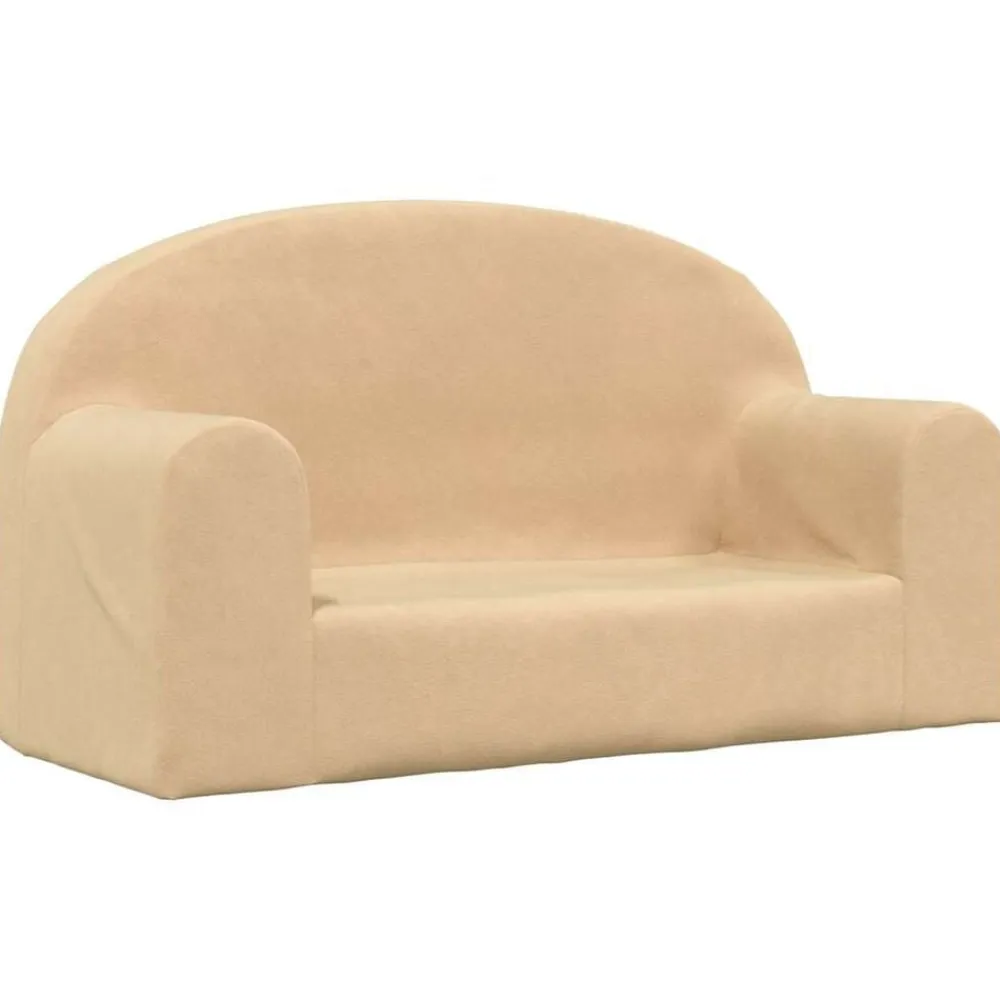 vidaXL Sofá infantil de 2 plazas de felpa suave color Crema