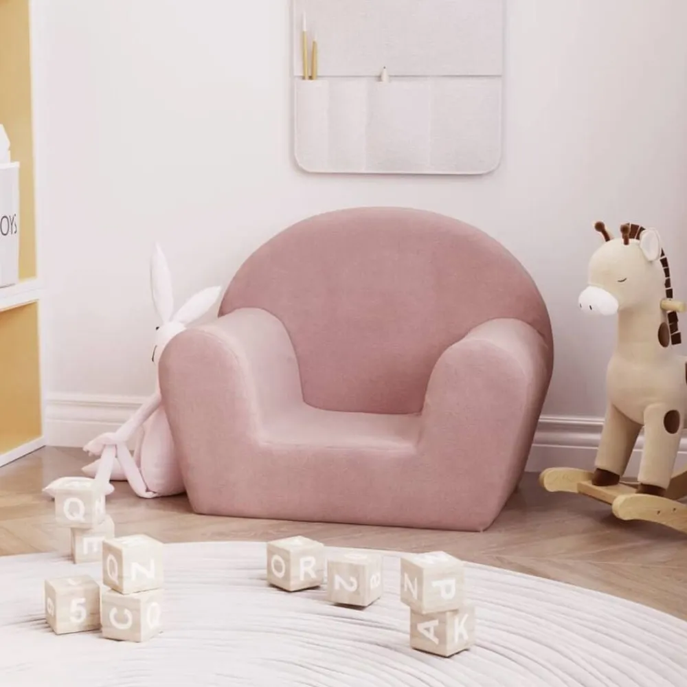 vidaXL Sofá infantil de felpa suave Rosa Best