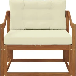 vidaXL Sofá intermedio de exterior Madera de Acacia Sólida Natural Natural y crema Best