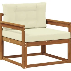 vidaXL Sofá intermedio de exterior Madera de Acacia Sólida Natural Natural y crema Clearance