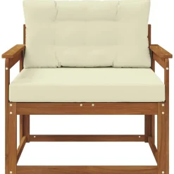 vidaXL Sofá intermedio de exterior Madera de Acacia Sólida Natural Natural y crema Clearance