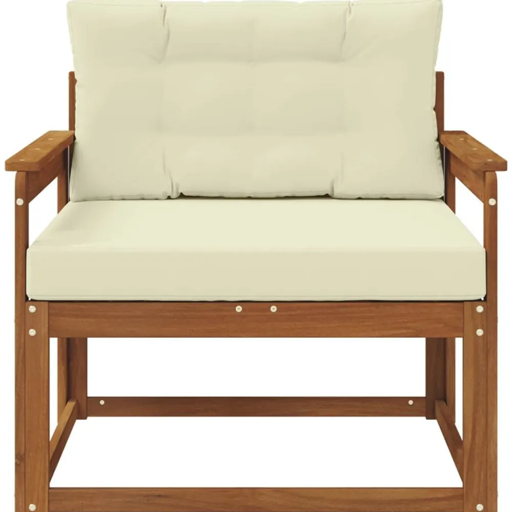 vidaXL Sofá intermedio de exterior Madera de Acacia Sólida Natural Natural y crema Clearance