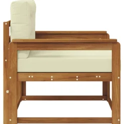 vidaXL Sofá intermedio de exterior Madera de Acacia Sólida Natural Natural y crema Clearance