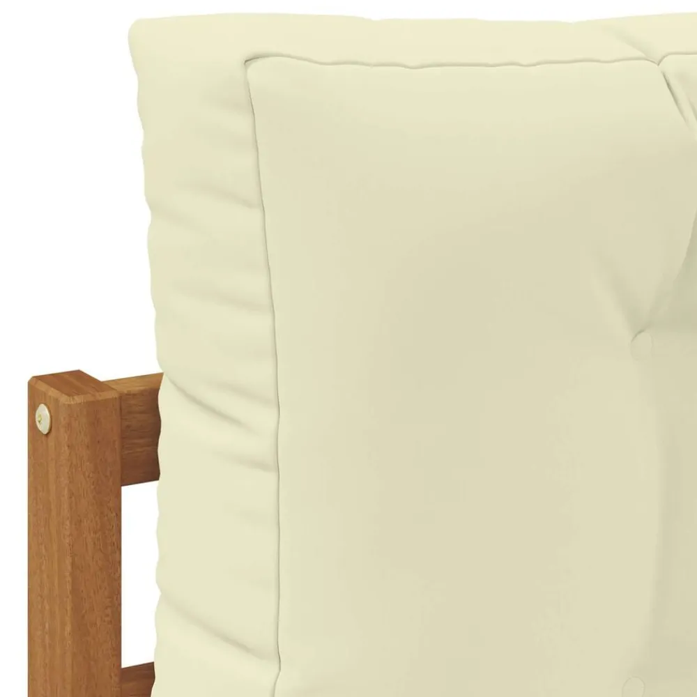 vidaXL Sofá intermedio de exterior Madera de Acacia Sólida Natural Natural y crema Clearance