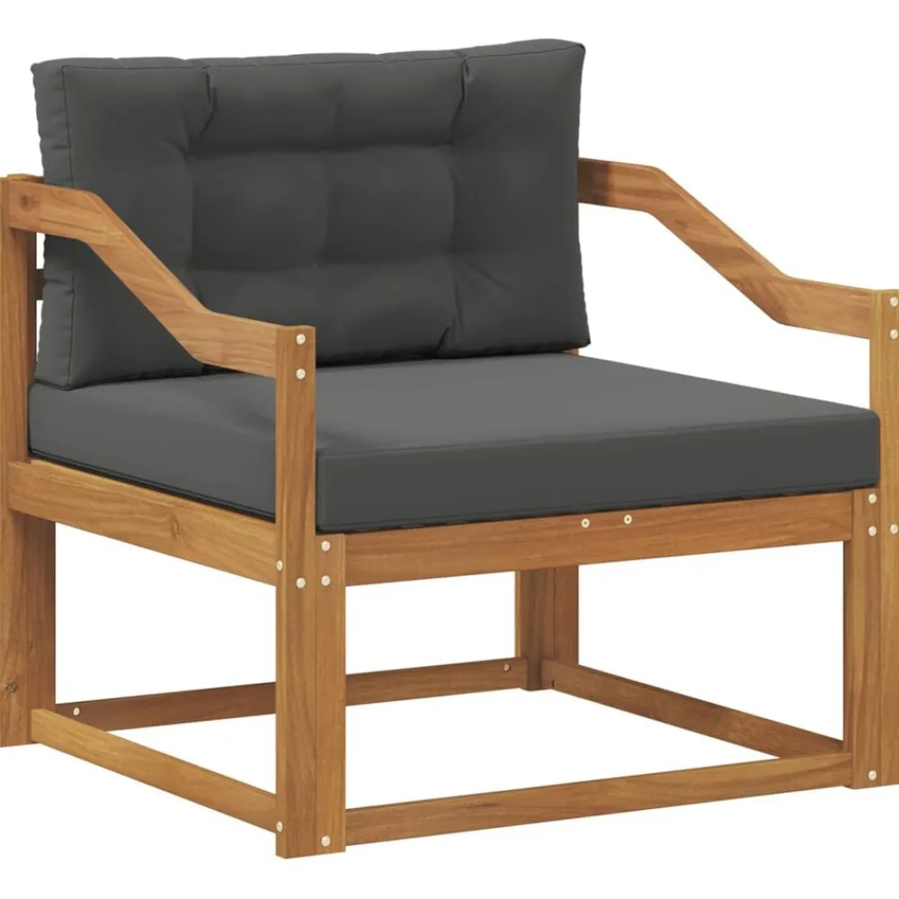 vidaXL Sofá intermedio de exterior Madera de Acacia Sólida Natural Natural y antracita Sale