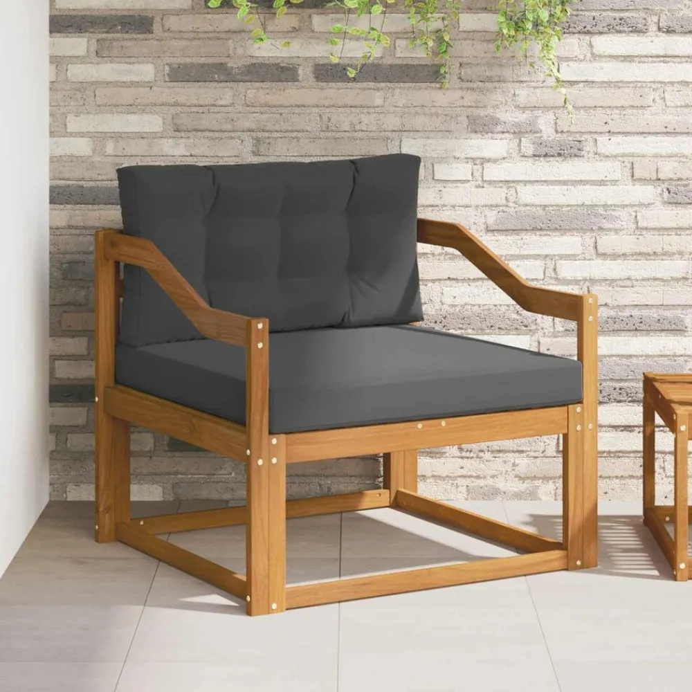 vidaXL Sofá intermedio de exterior Madera de Acacia Sólida Natural Natural y antracita Sale