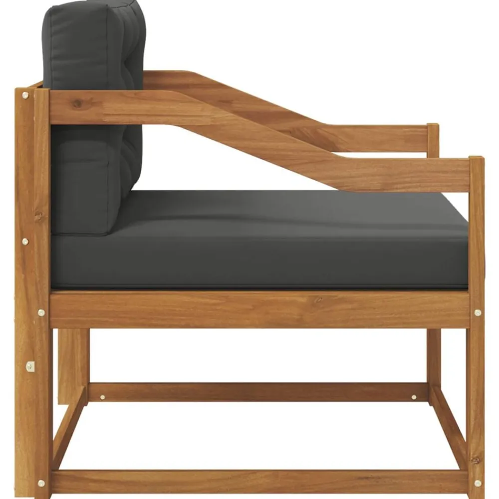 vidaXL Sofá intermedio de exterior Madera de Acacia Sólida Natural Natural y antracita Sale