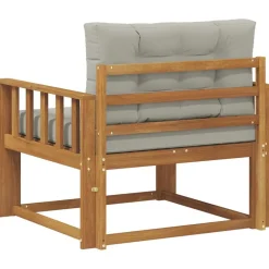 vidaXL Sofá intermedio de exterior Madera de Acacia Sólida Natural Gris claro y natural New