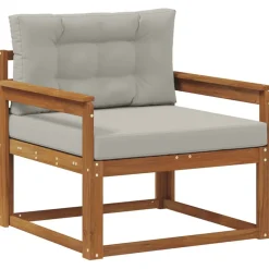 vidaXL Sofá intermedio de exterior Madera de Acacia Sólida Natural Gris claro y natural Best