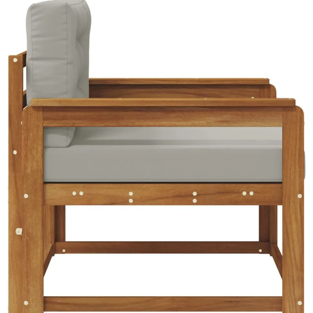 vidaXL Sofá intermedio de exterior Madera de Acacia Sólida Natural Gris claro y natural Best