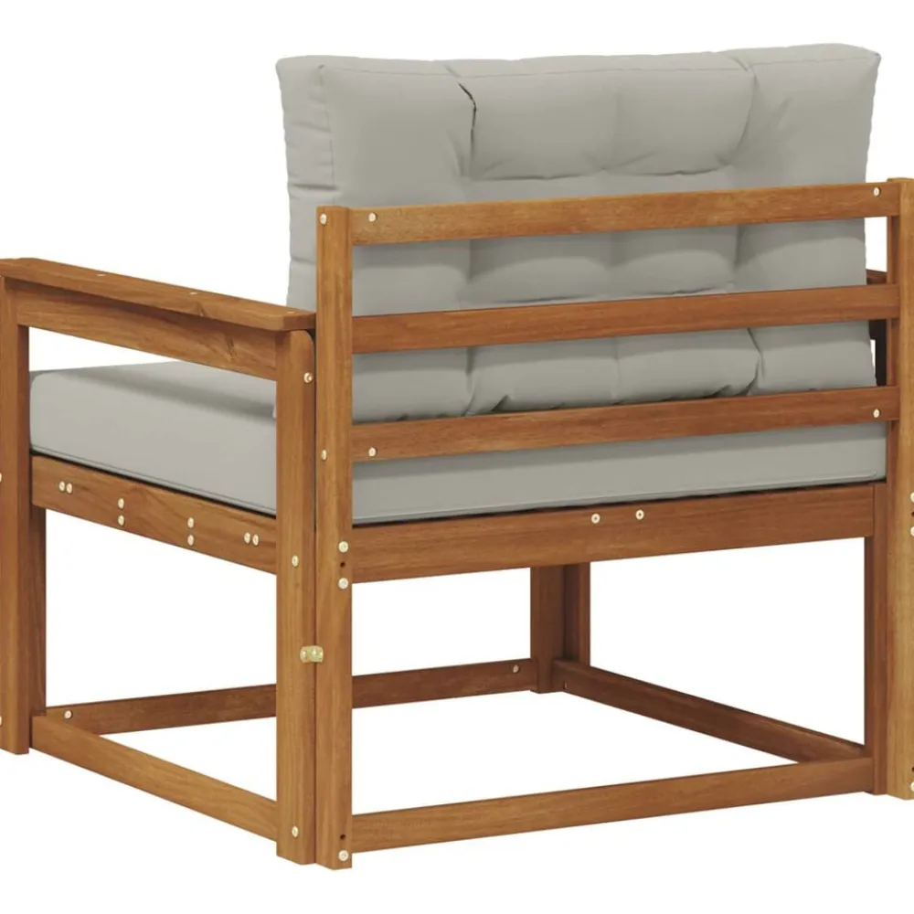vidaXL Sofá intermedio de exterior Madera de Acacia Sólida Natural Gris claro y natural Best