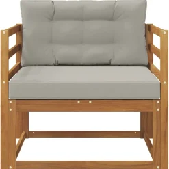 vidaXL Sofá intermedio de exterior Madera de Acacia Sólida Natural Gris claro y natural