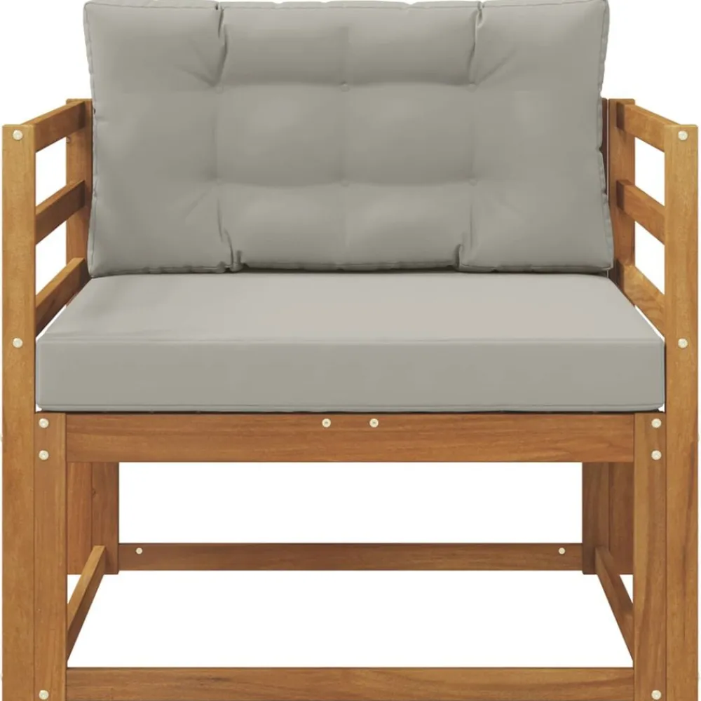 vidaXL Sofá intermedio de exterior Madera de Acacia Sólida Natural Gris claro y natural