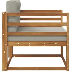 vidaXL Sofá intermedio de exterior Madera de Acacia Sólida Natural Gris claro y natural
