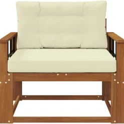 vidaXL Sofá intermedio de exterior Madera de Acacia Sólida Natural Natural y crema Clearance