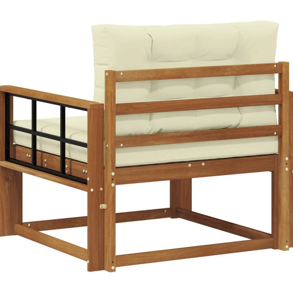 vidaXL Sofá intermedio de exterior Madera de Acacia Sólida Natural Natural y crema Clearance