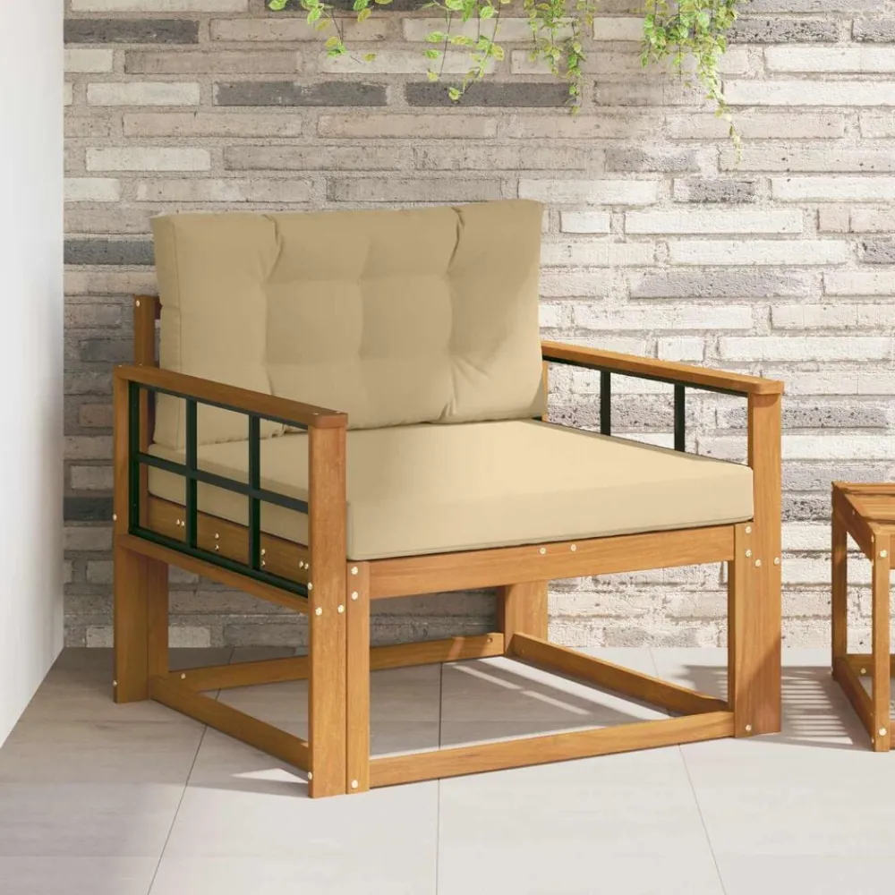 vidaXL Accesorios Para Sofás-Sofá intermedio de exterior Madera de Acacia Sólida Natural