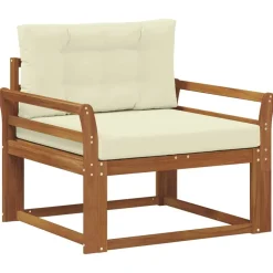 vidaXL Sofá intermedio de exterior Madera de Acacia Sólida Natural Natural y crema Discount