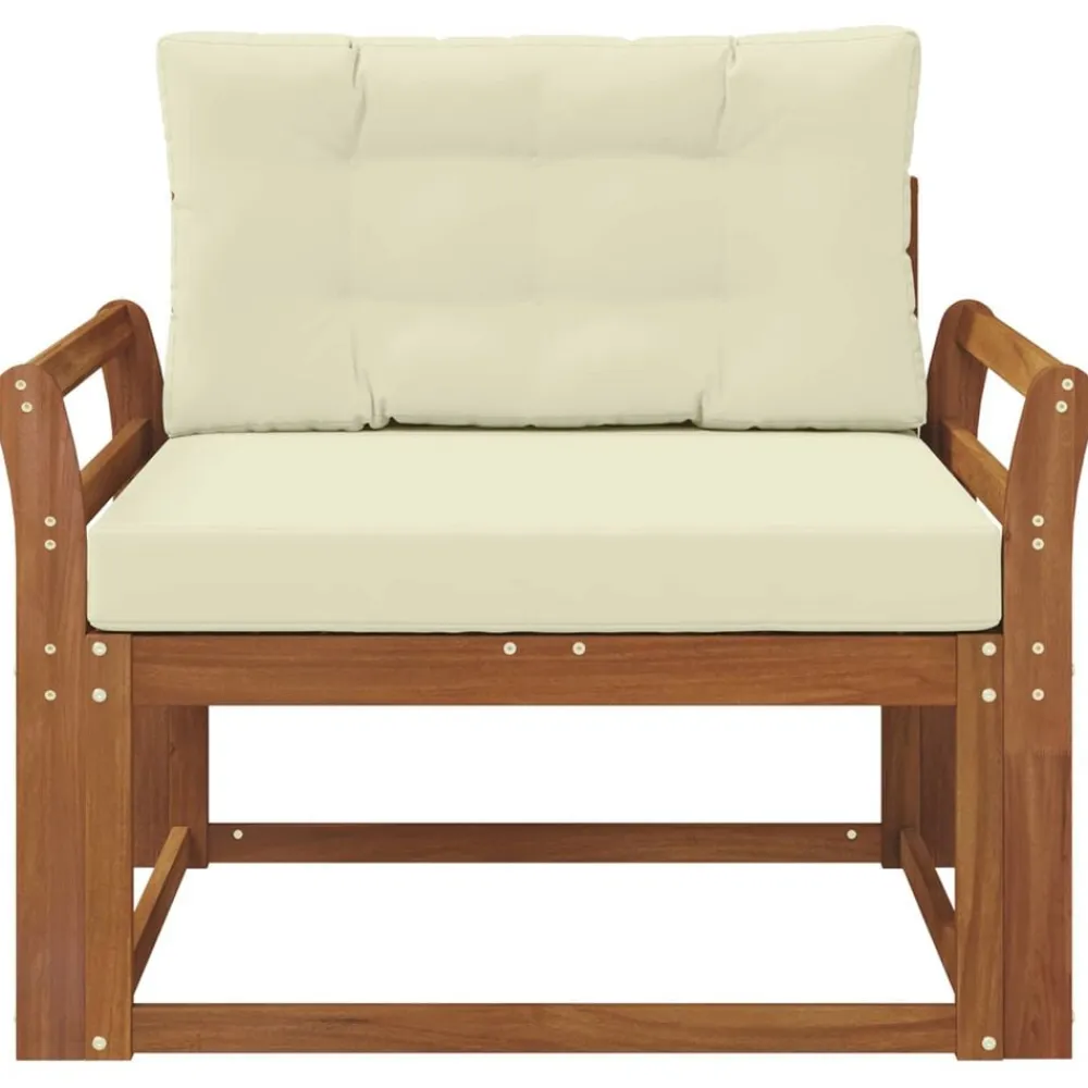 vidaXL Sofá intermedio de exterior Madera de Acacia Sólida Natural Natural y crema Discount