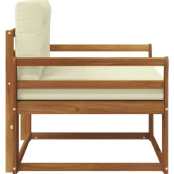 vidaXL Sofá intermedio de exterior Madera de Acacia Sólida Natural Natural y crema Discount