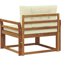 vidaXL Sofá intermedio de exterior Madera de Acacia Sólida Natural Natural y crema Discount