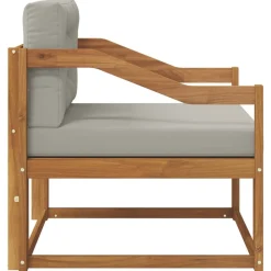 vidaXL Sofá intermedio de exterior Madera de Acacia Sólida Natural Gris claro y natural Hot