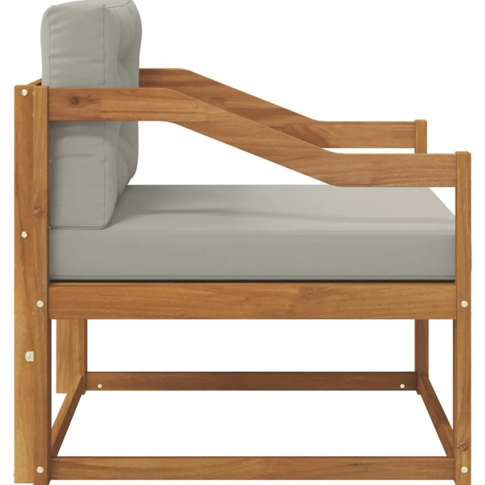 vidaXL Sofá intermedio de exterior Madera de Acacia Sólida Natural Gris claro y natural Hot