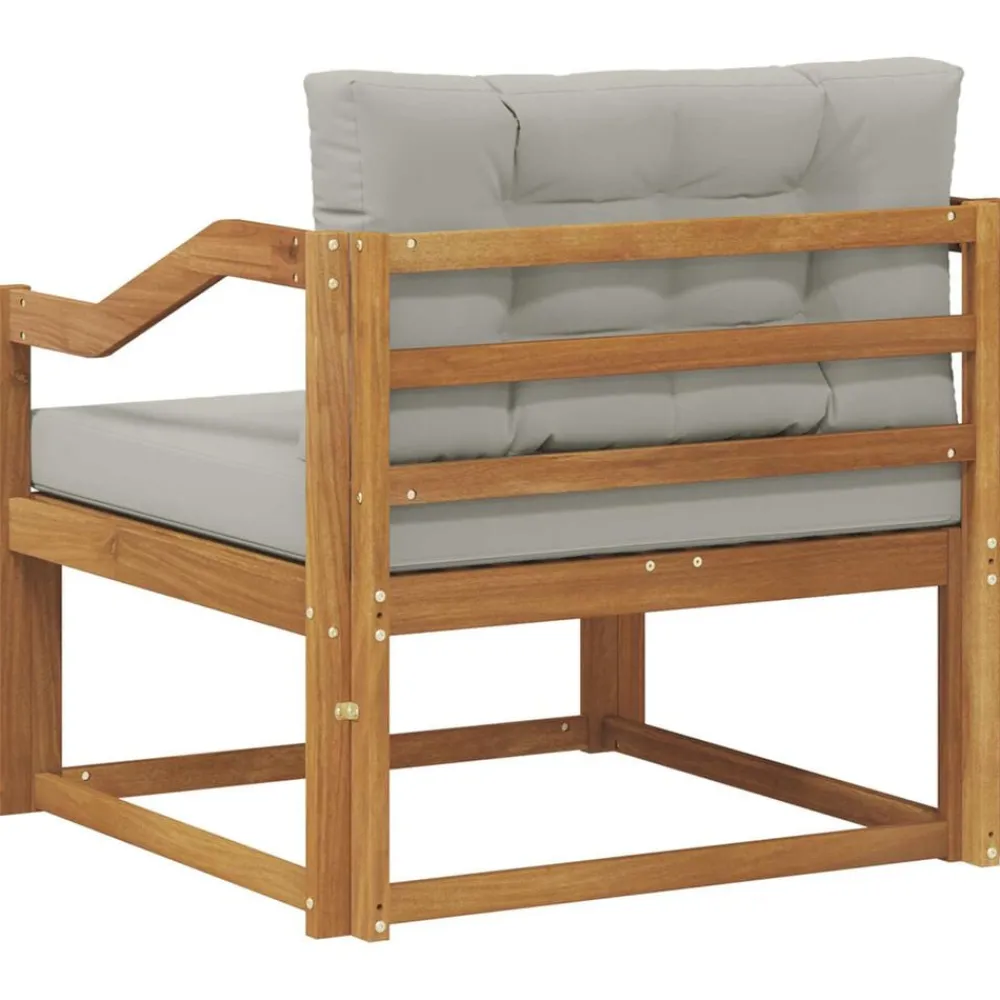 vidaXL Sofá intermedio de exterior Madera de Acacia Sólida Natural Gris claro y natural Hot