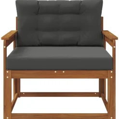 vidaXL Sofá intermedio de exterior Madera de Acacia Sólida Natural Natural y antracita New