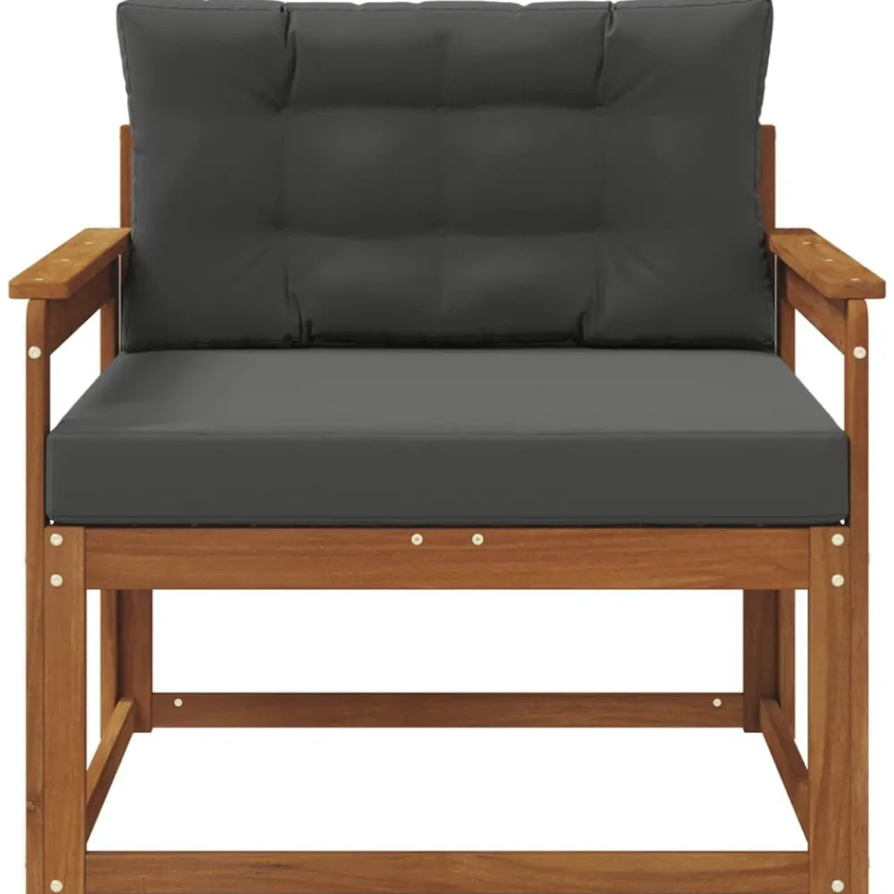 vidaXL Sofá intermedio de exterior Madera de Acacia Sólida Natural Natural y antracita New