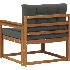 vidaXL Sofá intermedio de exterior Madera de Acacia Sólida Natural Natural y antracita New