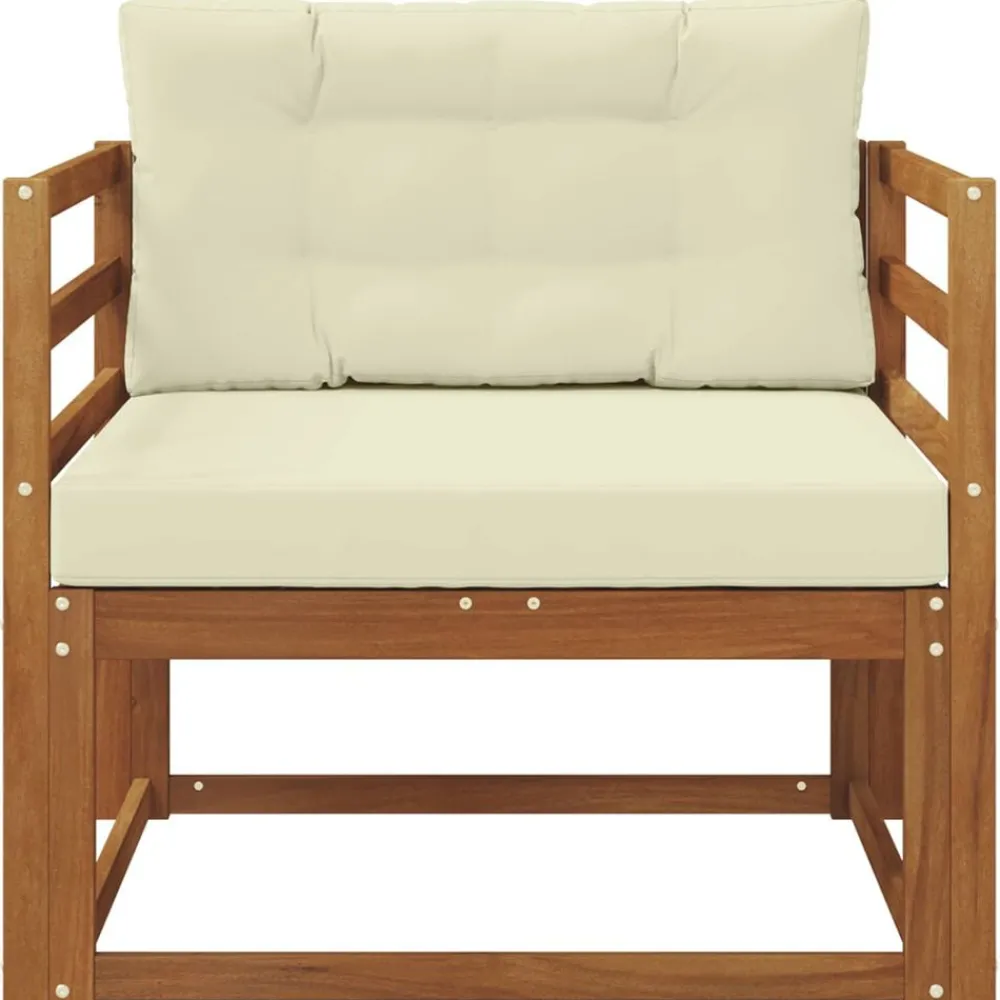 vidaXL Sofá intermedio de exterior Madera de Acacia Sólida Natural Natural y crema Best