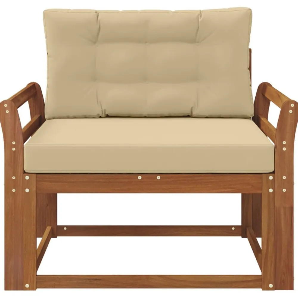 vidaXL Sofá intermedio de exterior Madera de Acacia Sólida Natural Natural y beige Online