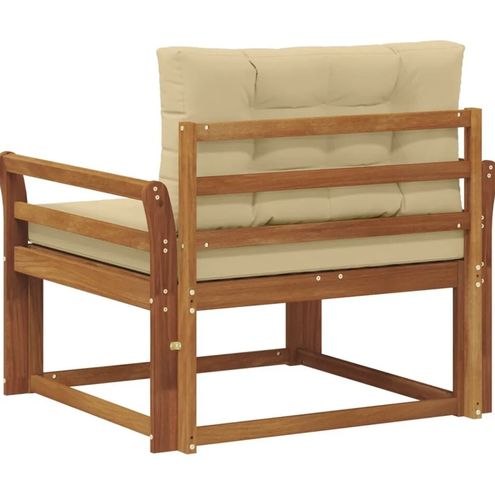 vidaXL Sofá intermedio de exterior Madera de Acacia Sólida Natural Natural y beige Online