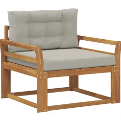 vidaXL Sofá intermedio de exterior Madera de Acacia Sólida Natural Gris claro y natural Online
