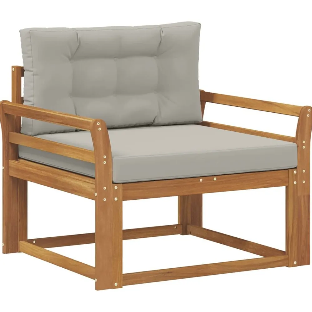 vidaXL Sofá intermedio de exterior Madera de Acacia Sólida Natural Gris claro y natural Online