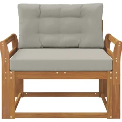 vidaXL Sofá intermedio de exterior Madera de Acacia Sólida Natural Gris claro y natural Online