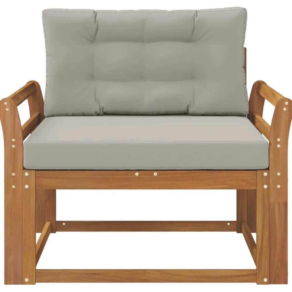 vidaXL Sofá intermedio de exterior Madera de Acacia Sólida Natural Gris claro y natural Online