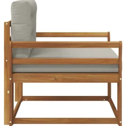 vidaXL Sofá intermedio de exterior Madera de Acacia Sólida Natural Gris claro y natural Online
