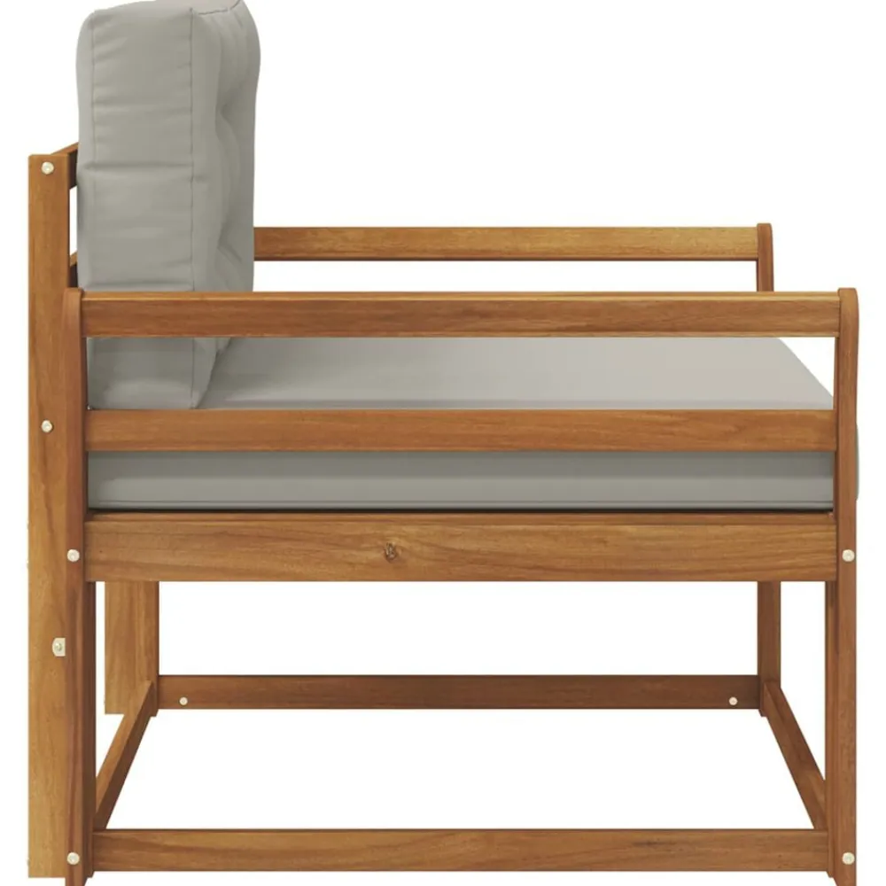 vidaXL Sofá intermedio de exterior Madera de Acacia Sólida Natural Gris claro y natural Online