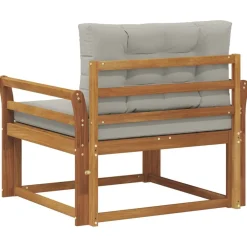 vidaXL Sofá intermedio de exterior Madera de Acacia Sólida Natural Gris claro y natural Online