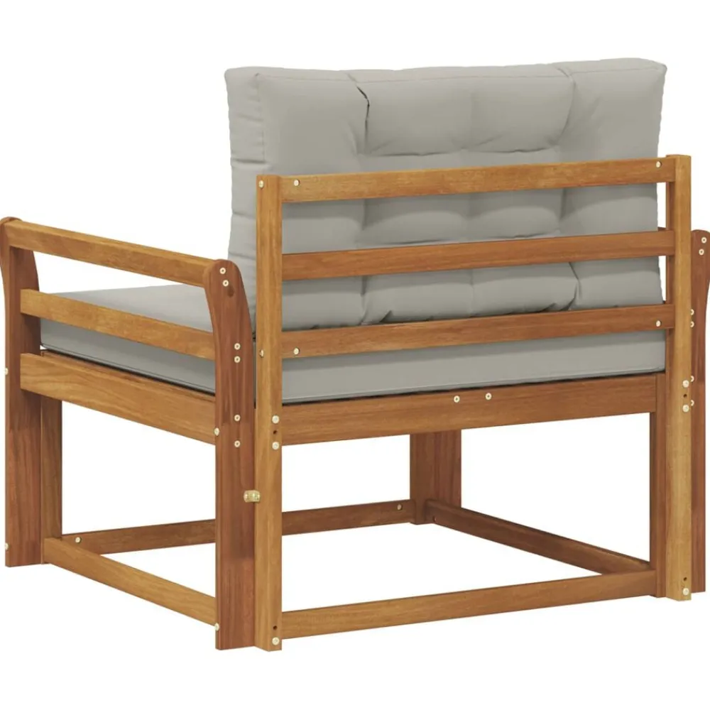 vidaXL Sofá intermedio de exterior Madera de Acacia Sólida Natural Gris claro y natural Online