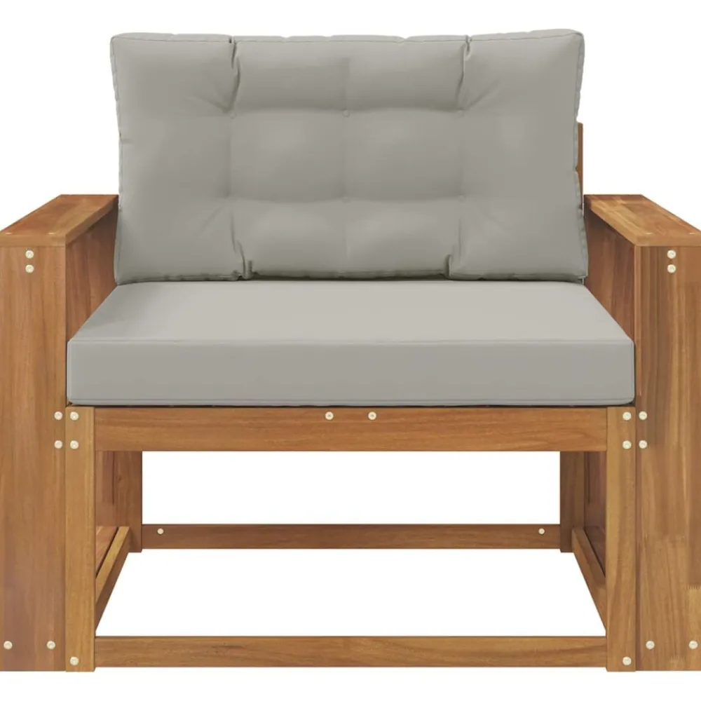 vidaXL Sofá intermedio de exterior Madera de Acacia Sólida Natural Gris claro y natural New