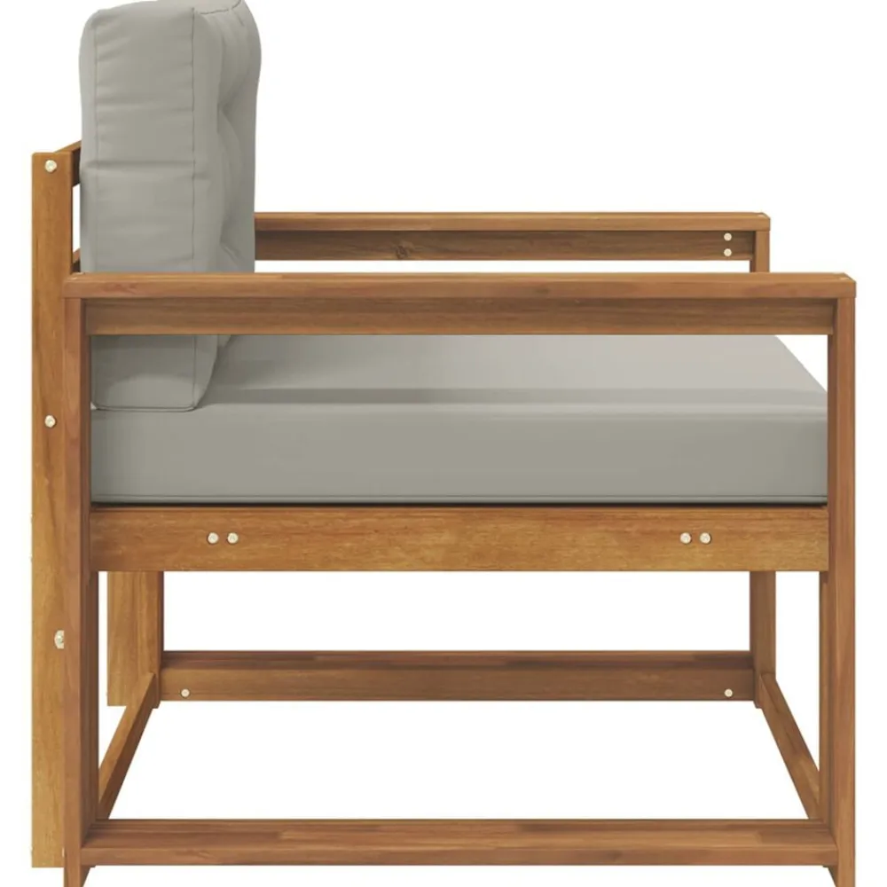 vidaXL Sofá intermedio de exterior Madera de Acacia Sólida Natural Gris claro y natural New