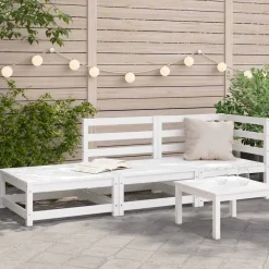 vidaXL Muebles De Jardín-Sofá jardín con reposapiés 2 plazas madera maciza