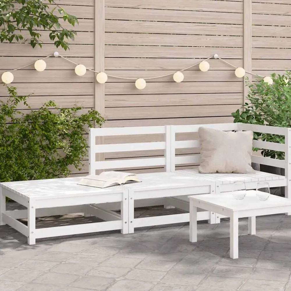 vidaXL Muebles De Jardín-Sofá jardín con reposapiés 2 plazas madera maciza