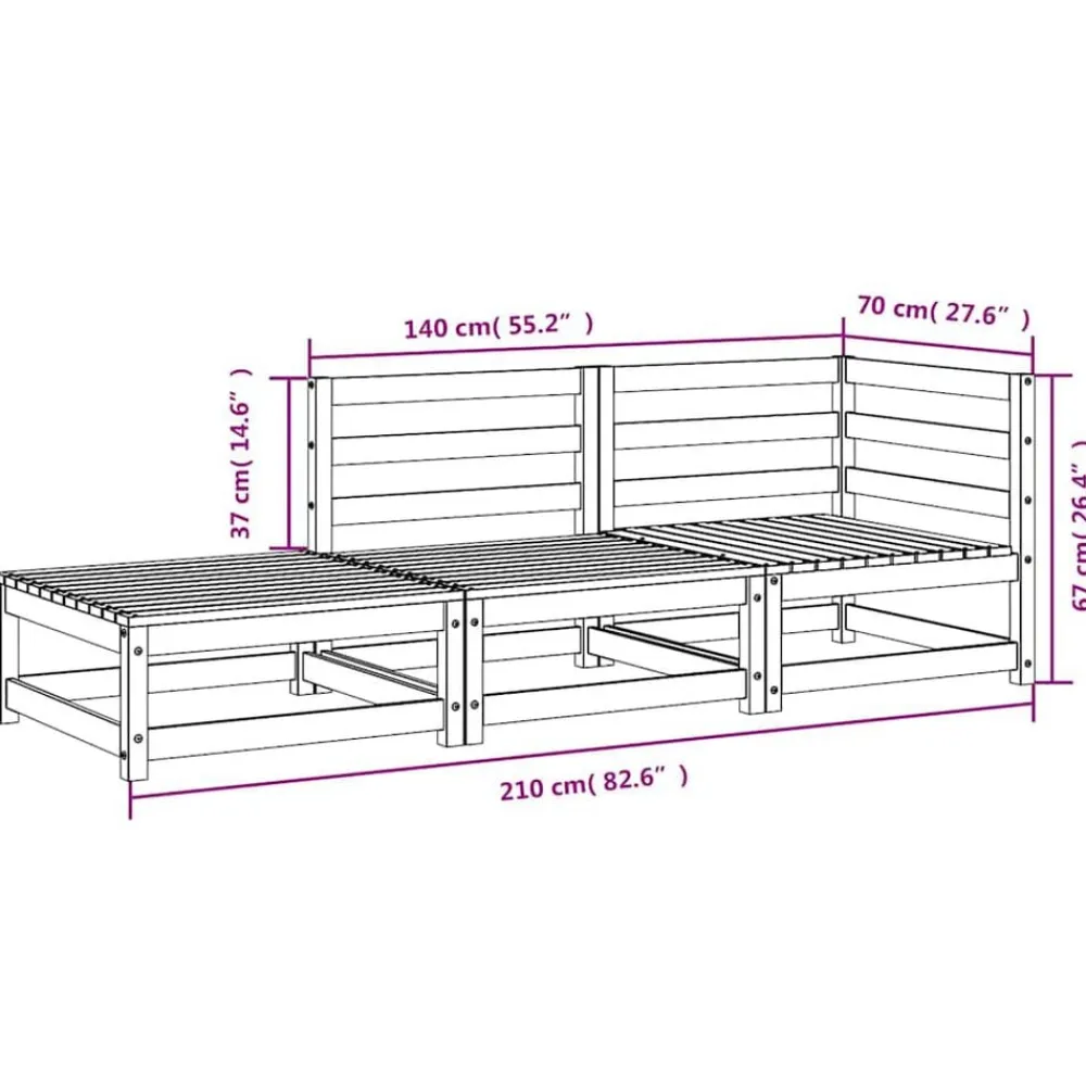 vidaXL Muebles De Jardín-Sofá jardín con reposapiés 2 plazas madera maciza