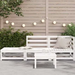 vidaXL Muebles De Jardín-Sofá jardín con reposapiés 2 plazas madera maciza
