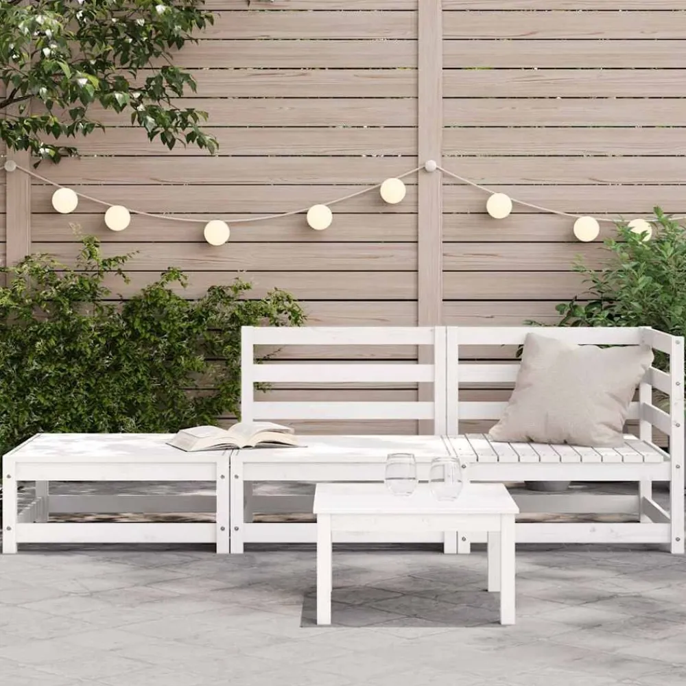 vidaXL Muebles De Jardín-Sofá jardín con reposapiés 2 plazas madera maciza